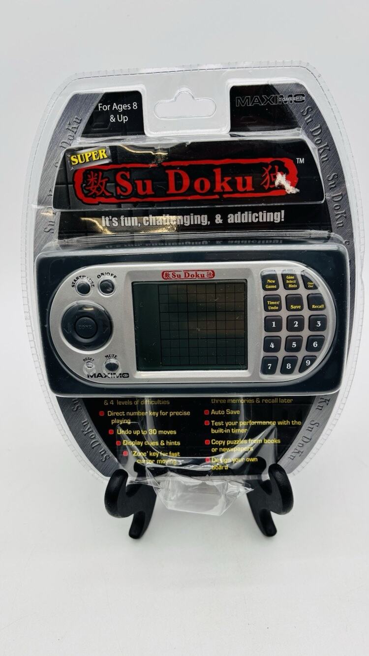 New Maximo Super Sudoku Handheld Electronic Puzzle Game - 16,000+ Puzzles Sealed